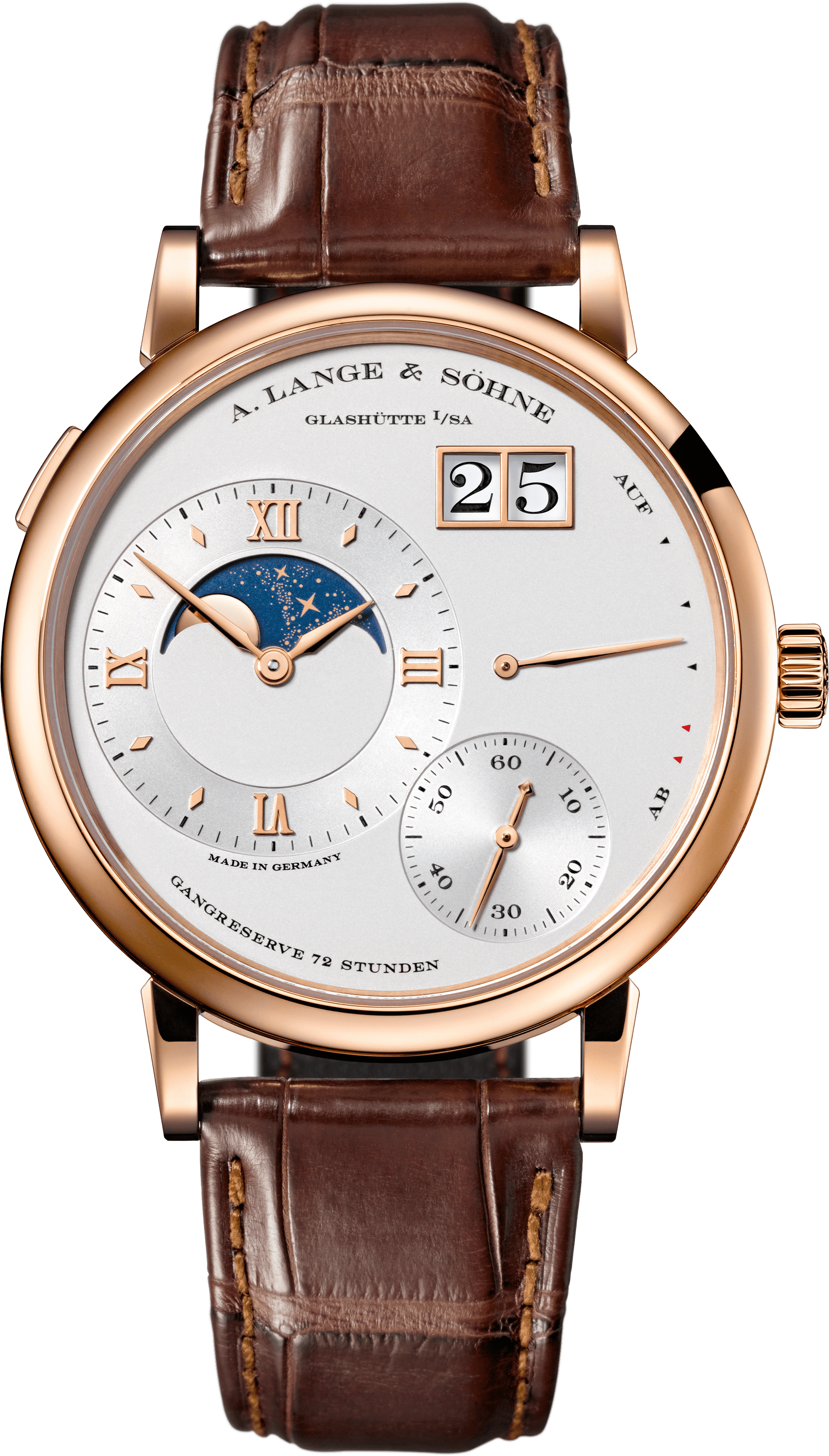 Grand Lange 1 Moon Phase Pink Gold With Dial In Argenté - Grand Lange 1 Moonphase (1971x3462), Png Download
