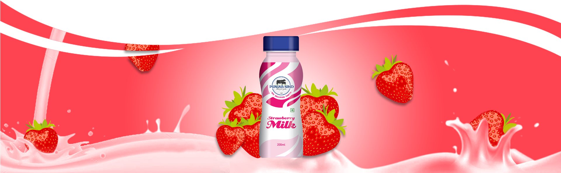 1920 X 600 5 - Strawberry With Milk Png (1920x600), Png Download