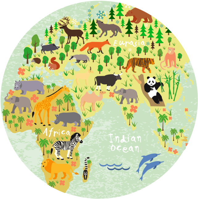 Animal Map Of The World (800x800), Png Download