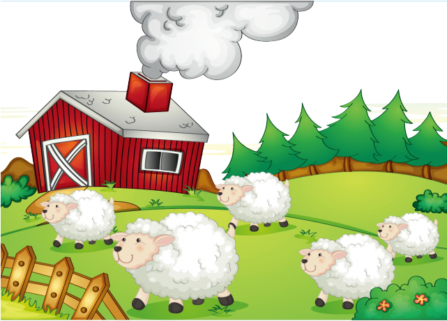Ranch Clipart Indian Farm - Sheep In A Farm Clipart (640x480), Png Download