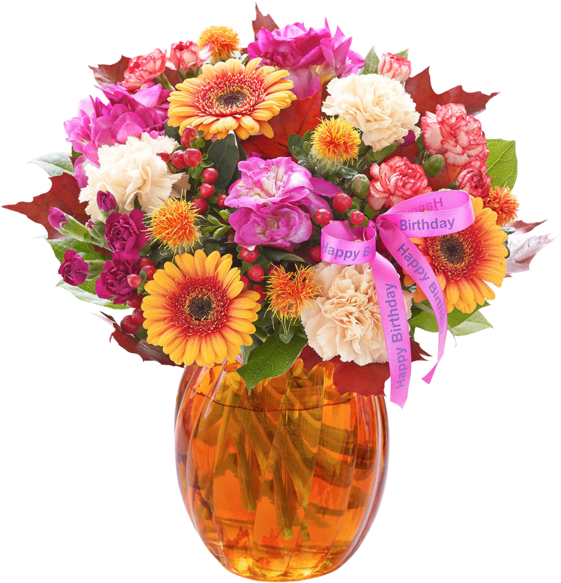 Happy Birthday Autumn Brights Globe - Happy Birthday Ami Flowers (600x600), Png Download