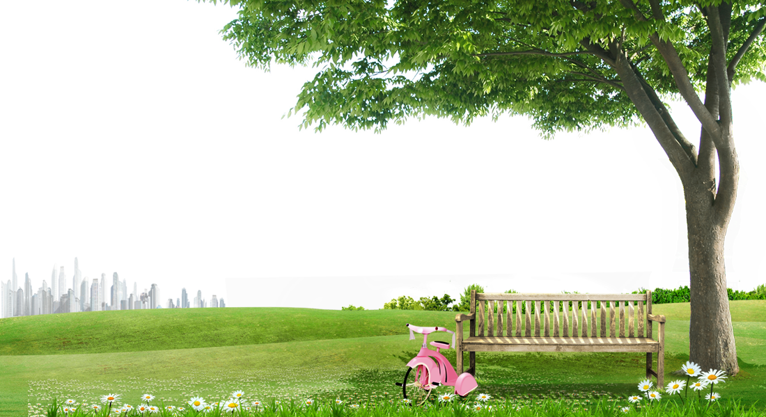 Tree Chair Grass Material Transprent Png Lawn - Tree Background With Grass (1100x600), Png Download