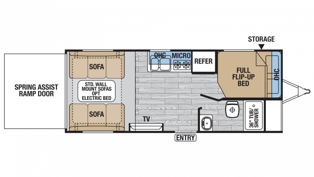 2018 Xlr Hyper Lite 18hfs Floor Plan - Floor Plan (1004x565), Png Download