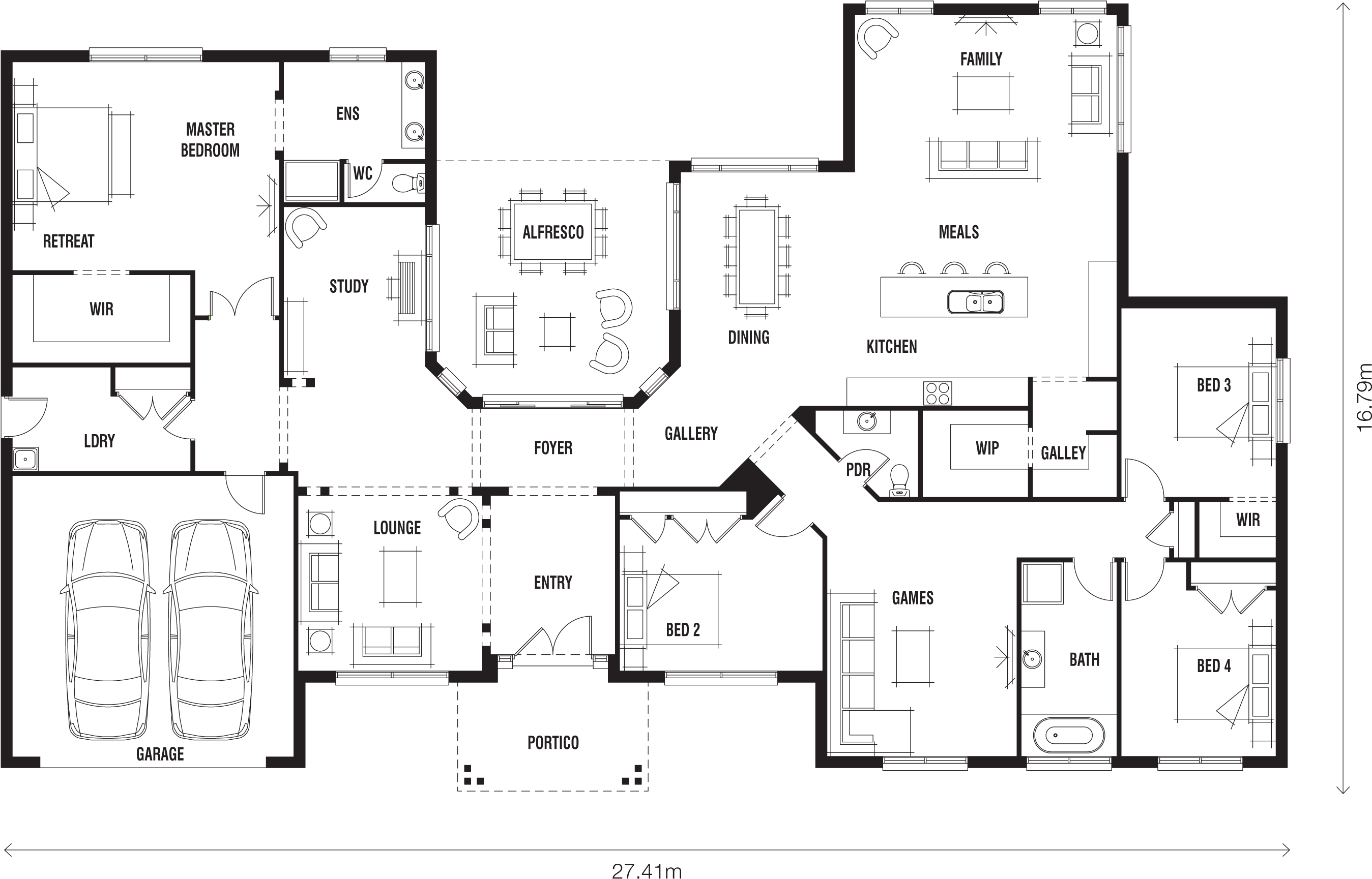 Article With Tag International Caravan Wicker Furniture - Large Family Home Floor Plan (2766x1789), Png Download