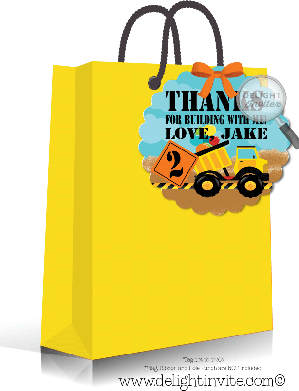 Dump Truck Construction 1st Birthday Favor Tags - Construction Themed Birthday Giveaway (613x822), Png Download