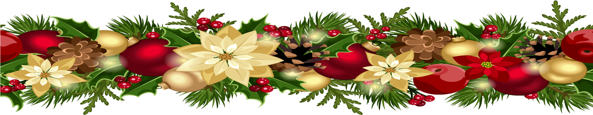 Merry Christmas - Transparent Christmas Garland Clipart (1888x386), Png Download