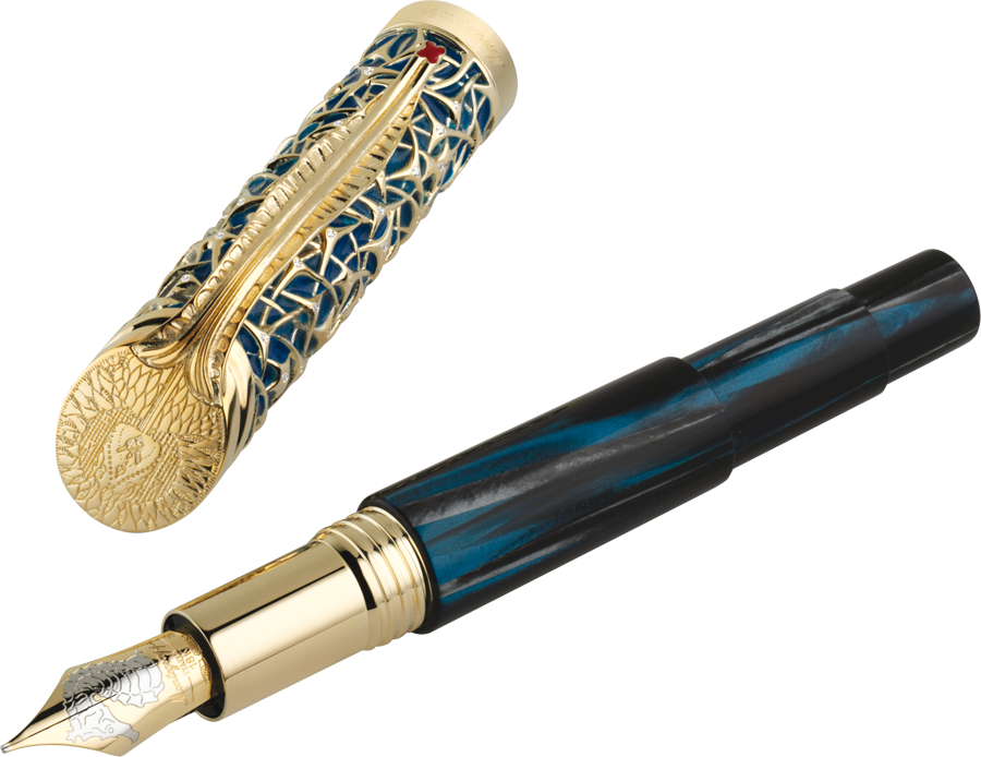 Montegrappa Brain Fountain, 18k Solid Gold & Diamonds - Montegrappa Brain Fountain Pen (900x694), Png Download