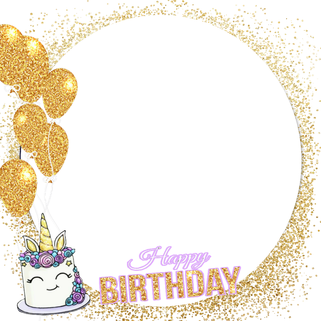 #happybirthday #unicorn #frame #unicornio #cake #balloons - Happy Birthday Unicorn Frames (1024x1024), Png Download