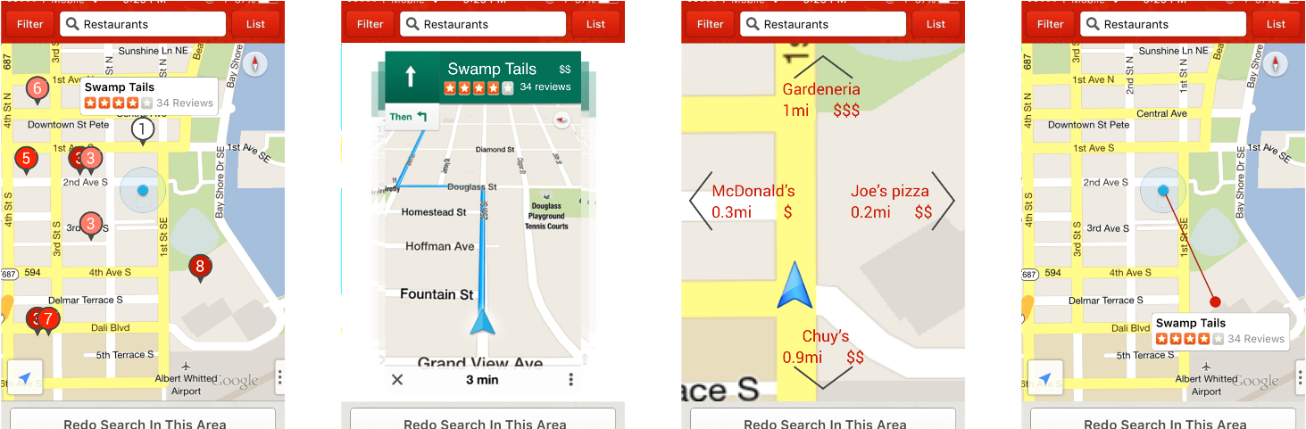 Exploring Ui Of Map View In Yelp-like Apps - Yelp Ui Design (1600x480), Png Download