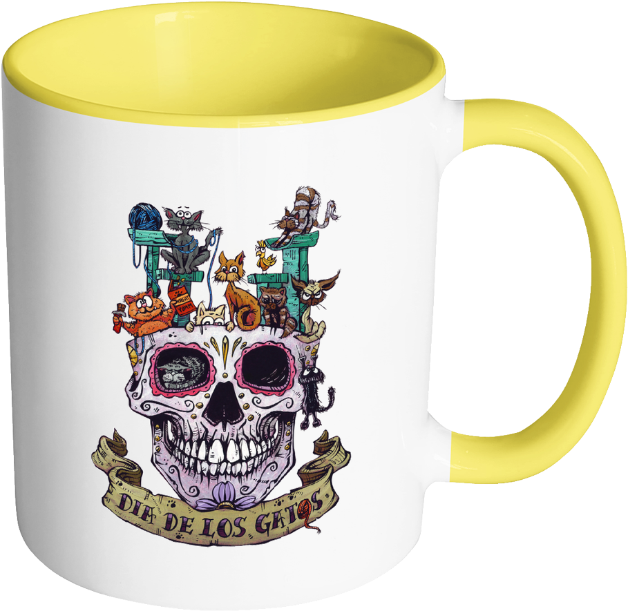 Day Of The Dead Artist David Lozeau, Dia De Los Gatos - Mug (1024x1024), Png Download