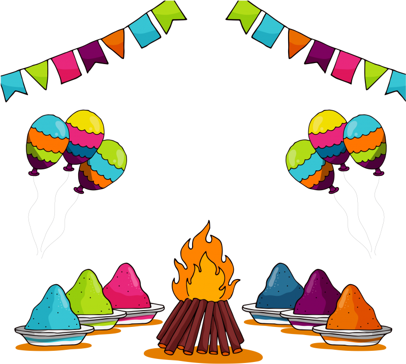 Illustration Of Set Of Holi Element With Colors - Holi Png (850x786), Png Download