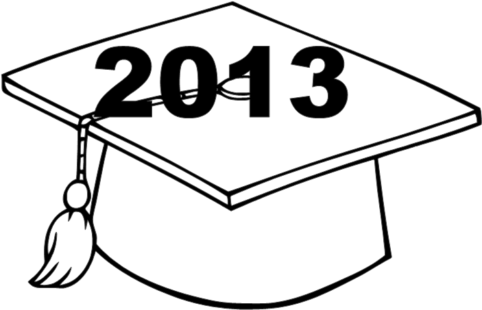 Gad Cap 2013 - Graduation Cap Coloring Page (728x478), Png Download