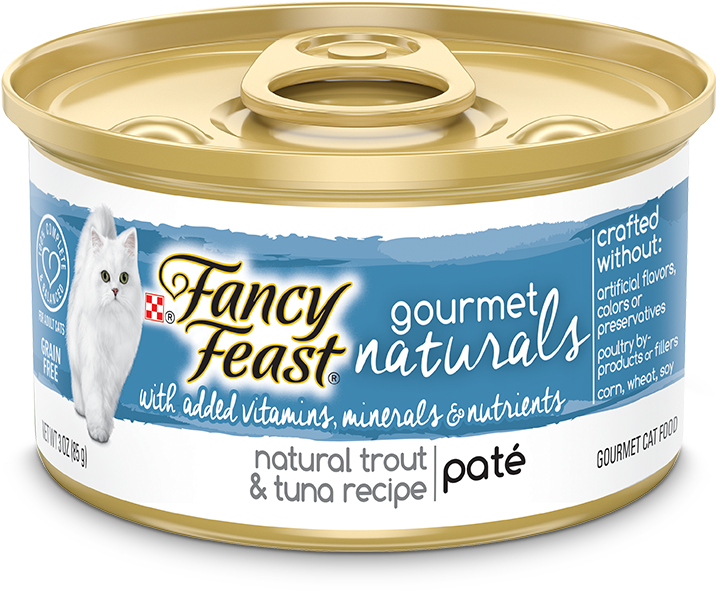 Fancy Feast Gourmet Naturals Wet Trout Tuna Pate - Label (1000x600), Png Download