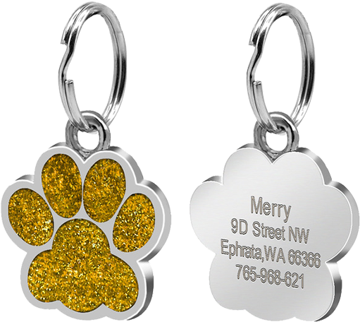 Personalized Glitter Paw Dog Tag - Placas De Perro Personalizadas (800x800), Png Download