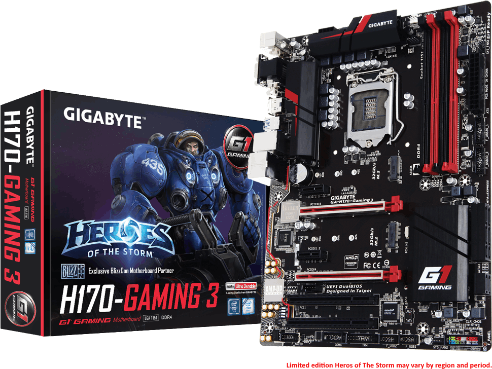 Gigabyte H170 Gaming 3 Gaming Motherboard - Gigabyte H170 Gaming 3 Ddr4 (1000x764), Png Download