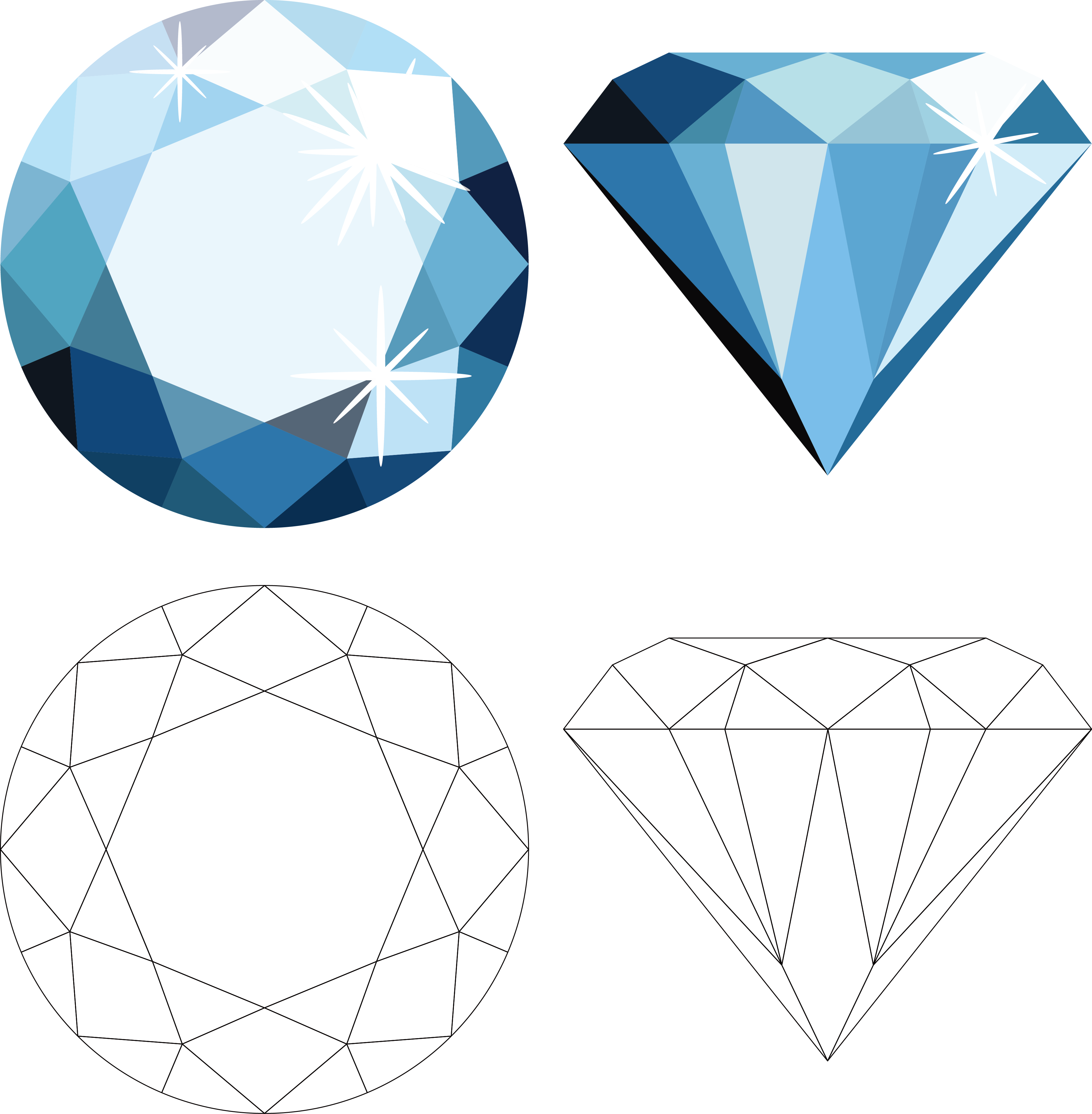 Drawn Diamonds Sparkling Diamond - Diamond Illustration (3611x3685), Png Download