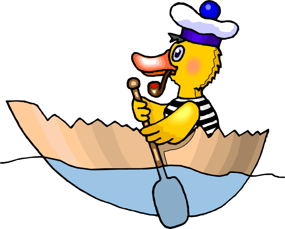 Cartoon Rowing Boat Clip Art - Duck In A Boat (912x731), Png Download