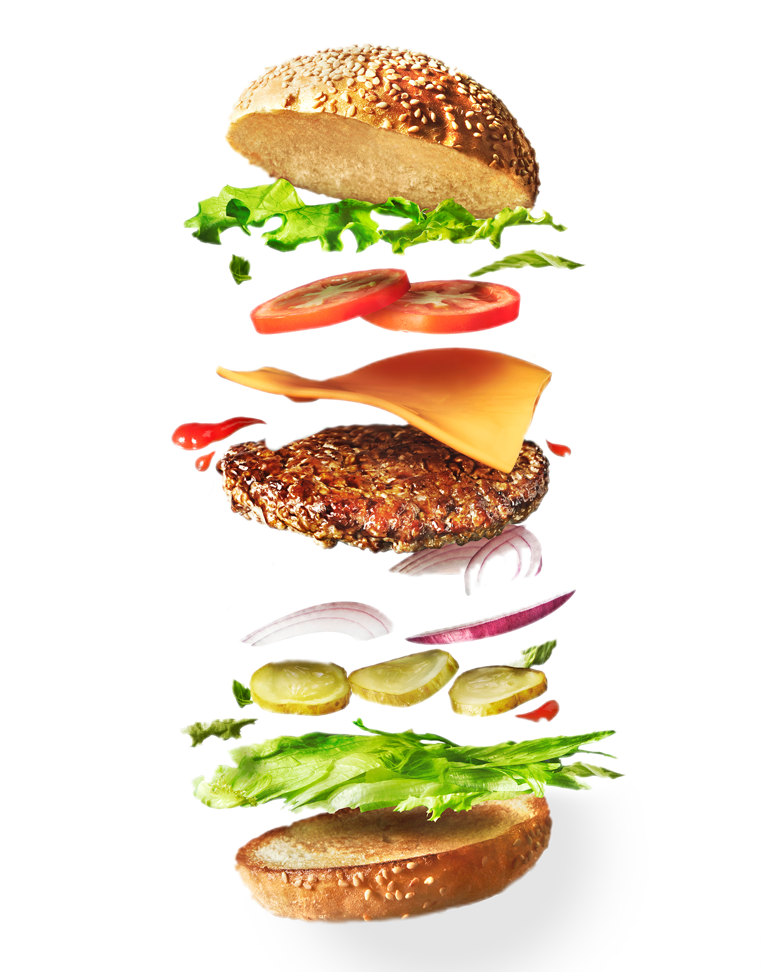 Após Diversos Ipos No Ano, Na Semana Passada Foi A - Flying Ingredients Of Hamburger (2000x2000), Png Download