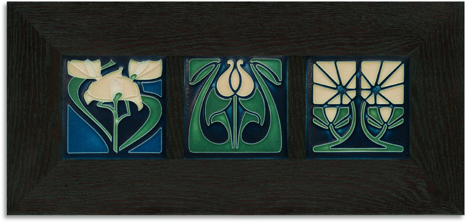 Florals Framed Tile Set Ebony Oak Park (horizontal) - Motif (1000x1000), Png Download