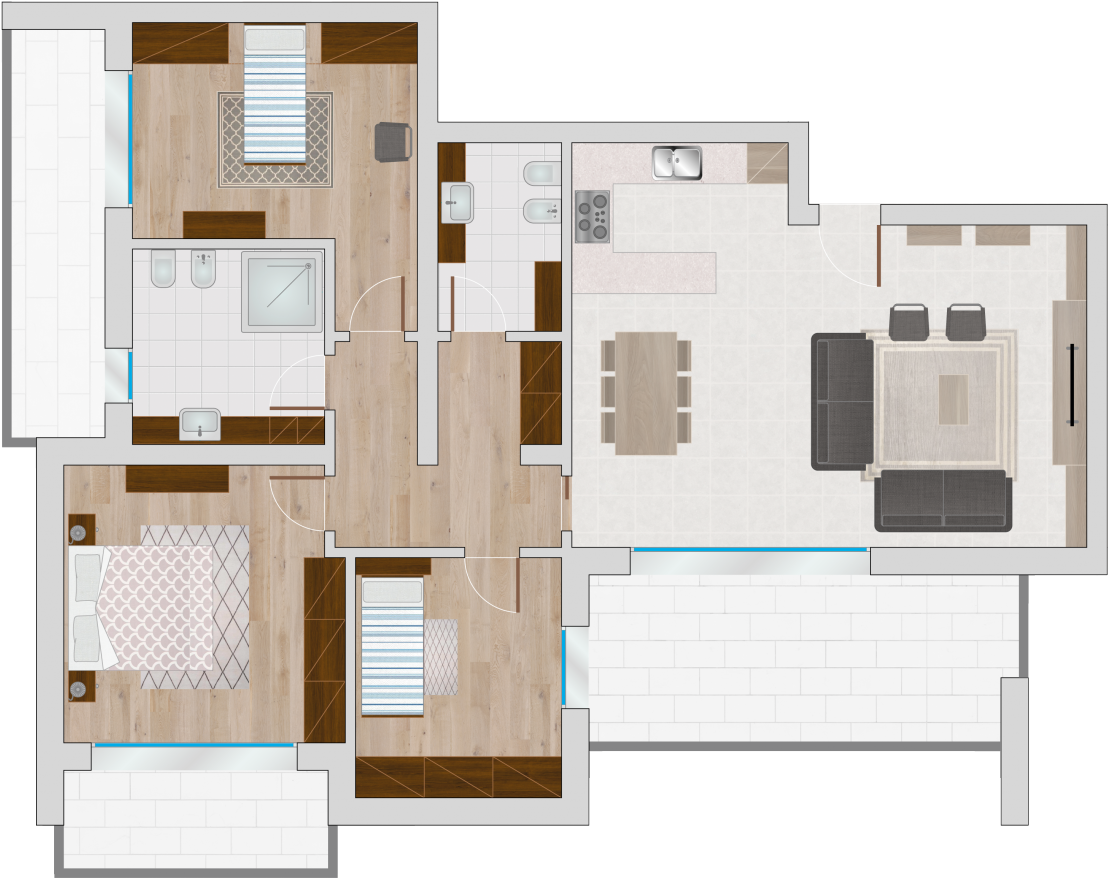 Apartment In Sale In Cadoneghe Area Bragni Handicap - Floor Plan (1280x1038), Png Download