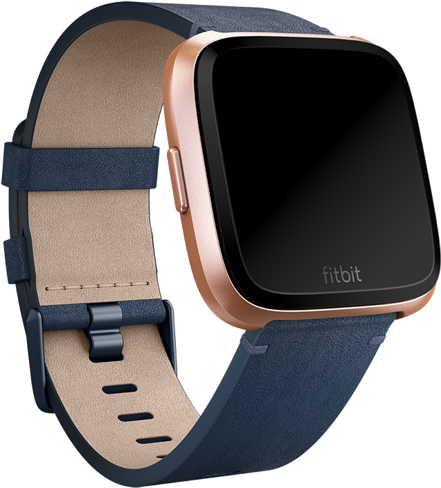 Fitbit Versa Leather Accessory Band Midnight Blue - Fitbit Versa Navy Leather Band (1080x920), Png Download