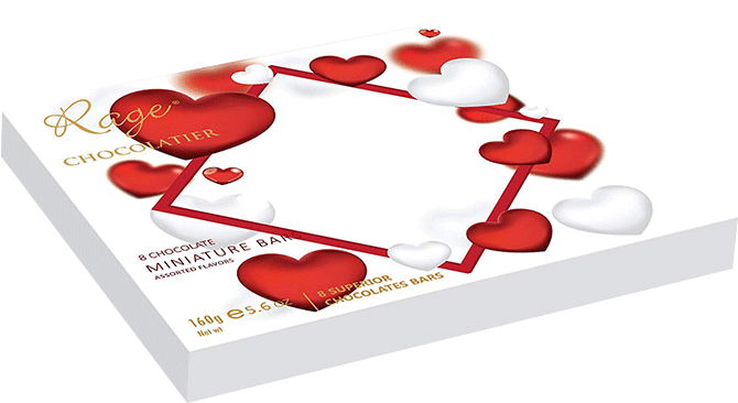 Rage Miniature Bars Chocolate White Box With Hearts - Heart (700x700), Png Download