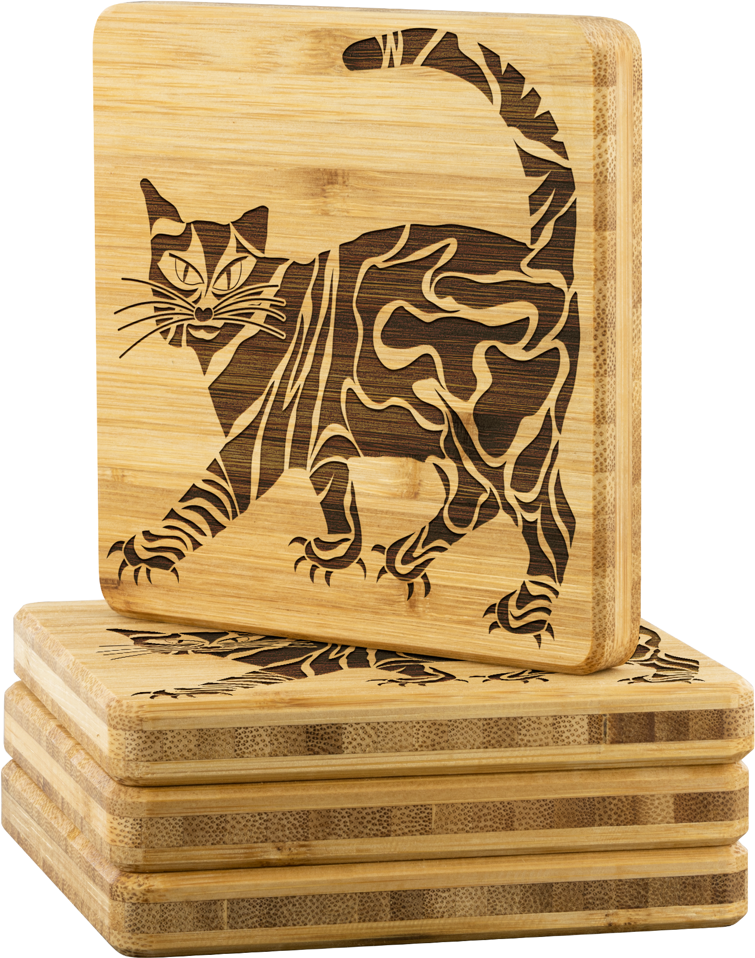 Cool Cat On Coaster Set 4 Pc Gift - Drink Coaster (2000x2000), Png Download