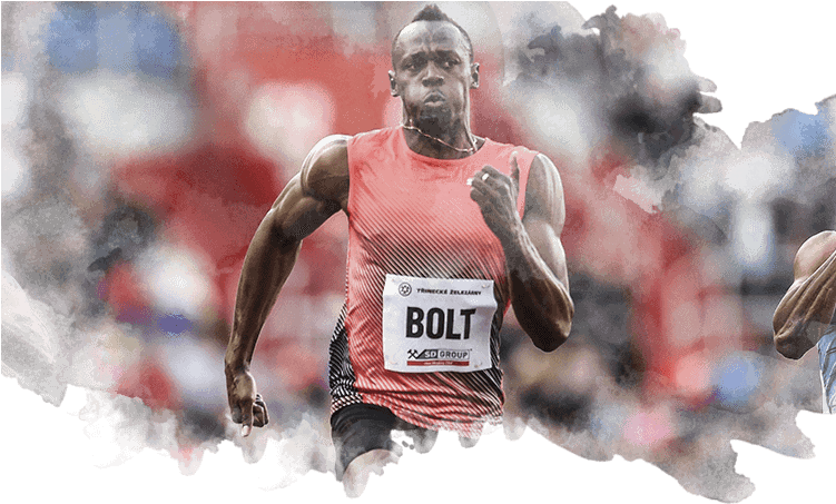 06 Usain Bolt Corriendo Una Prueba De 100 M En República - Guitarra (750x474), Png Download