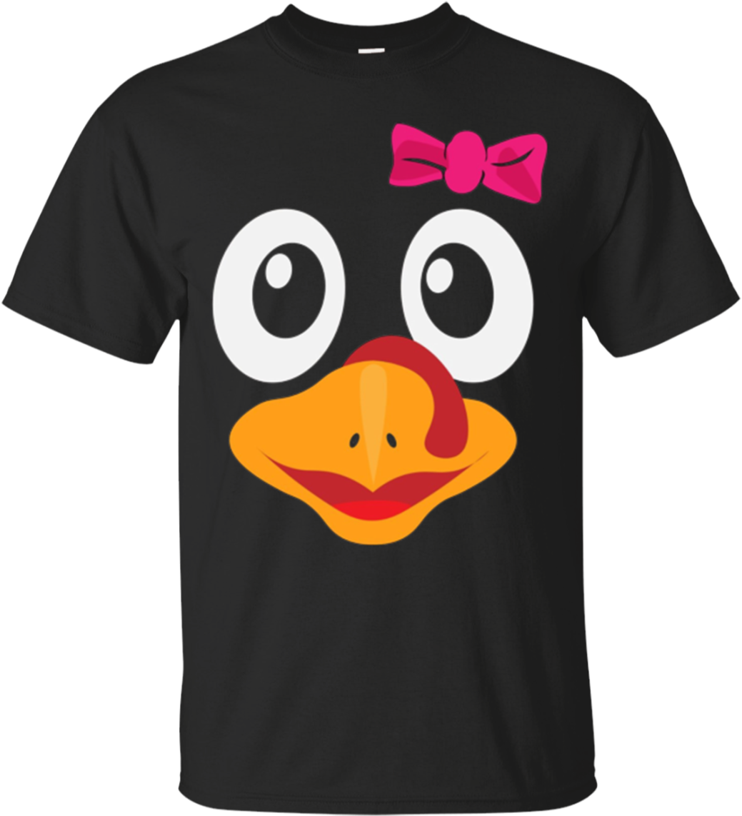 Funny Cute Pink Bow Turkey Face Shirt Thanksgiving - Sky Was Yellow And The Sun (1155x1155), Png Download