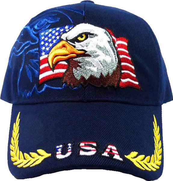 Usa Flag And Eagle Blue - Baseball Cap (575x600), Png Download