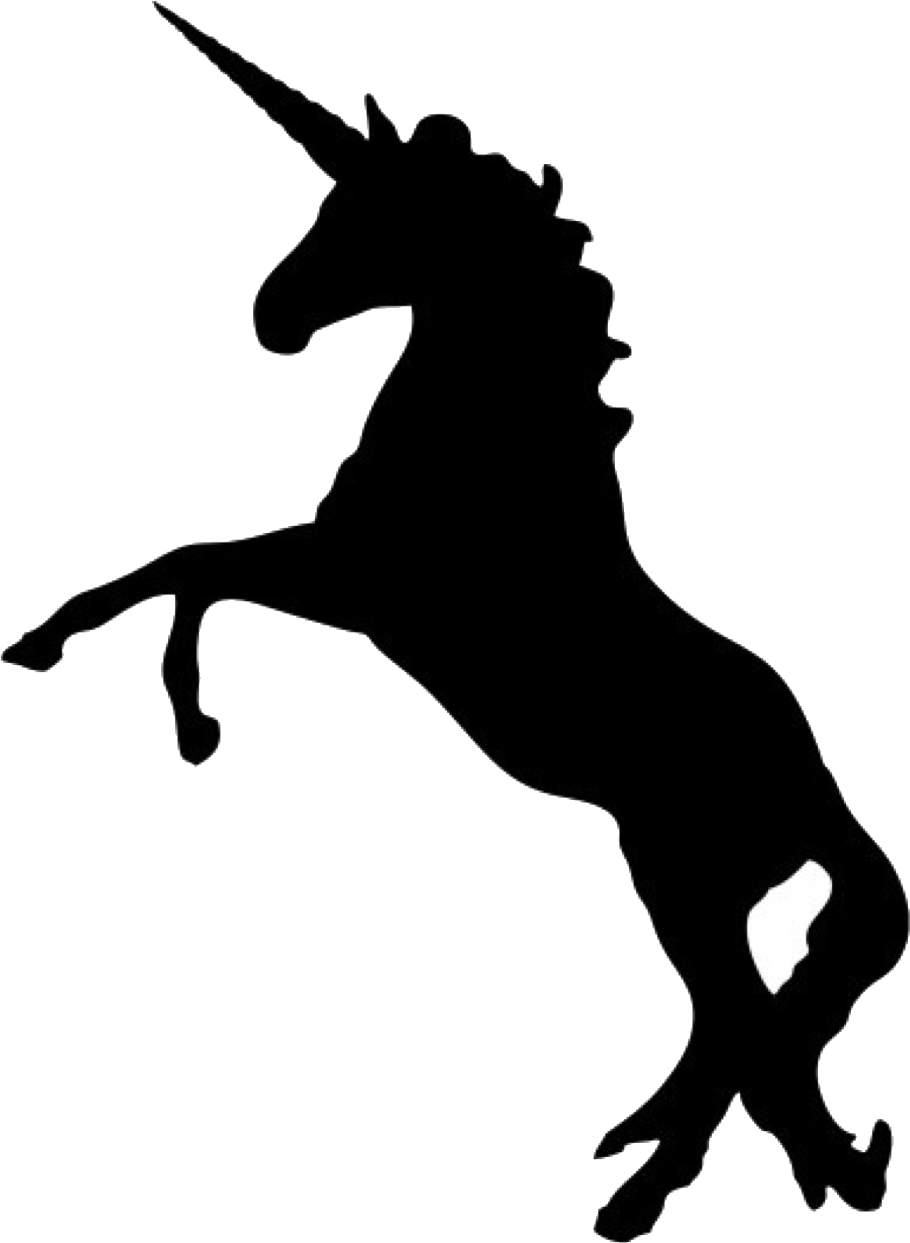 Black Silhouette, Silhouette Noire, Animal Silhouette, - Black Silhouette Unicorn (1732x2048), Png Download