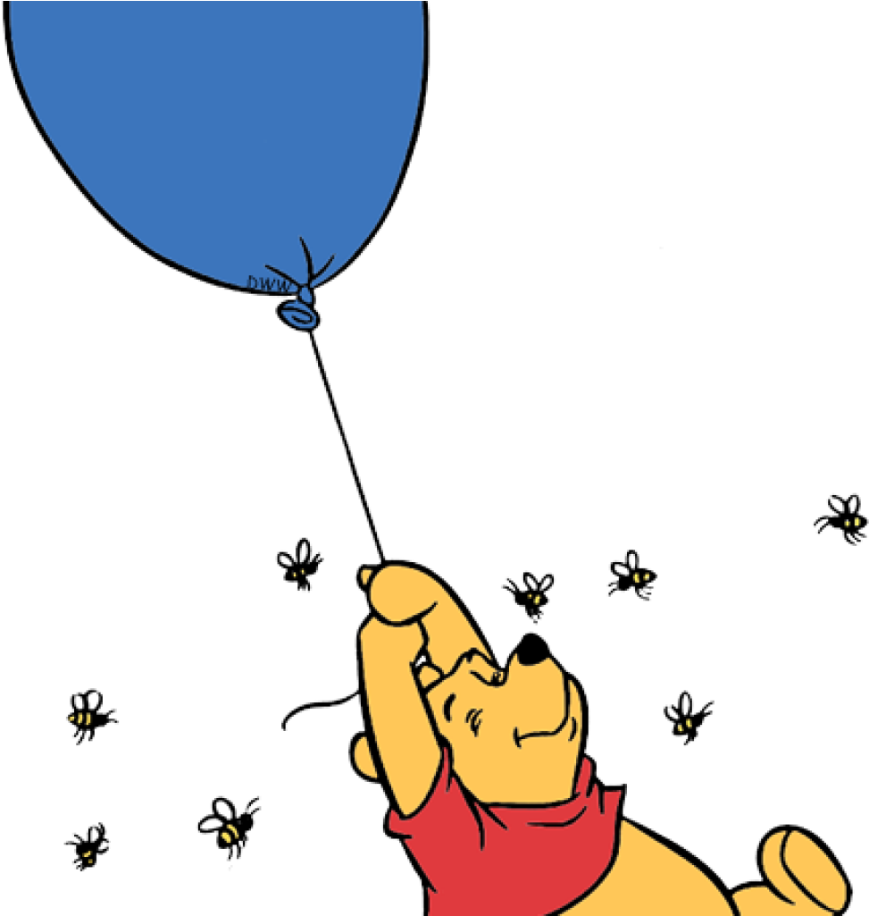 Winnie The Pooh Clipart Blue - Winnie The Pooh And The Balloon (1024x1024), Png Download