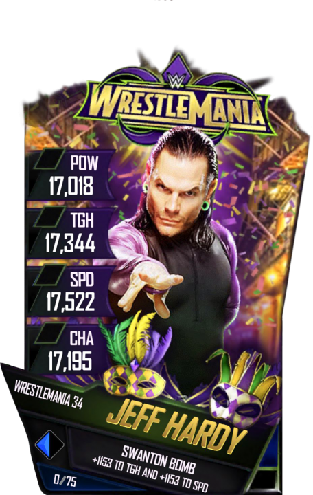 Jeffhardy S4 19 Wrestlemania34 - Wwe Supercard Wrestlemania 34 Cards (456x720), Png Download