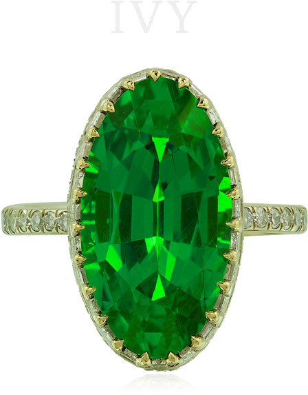 Set With An Oval Tsavorite Garnet Weighing - Engagement Ring (1000x655), Png Download