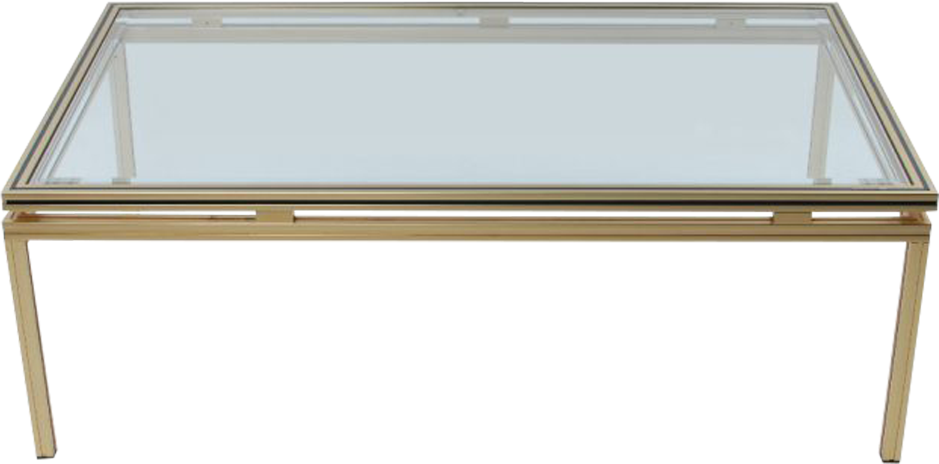 Pierre Vandel Gold Plated Glass Coffee Table - Gold And Glass Coffee Table Png (2000x2000), Png Download