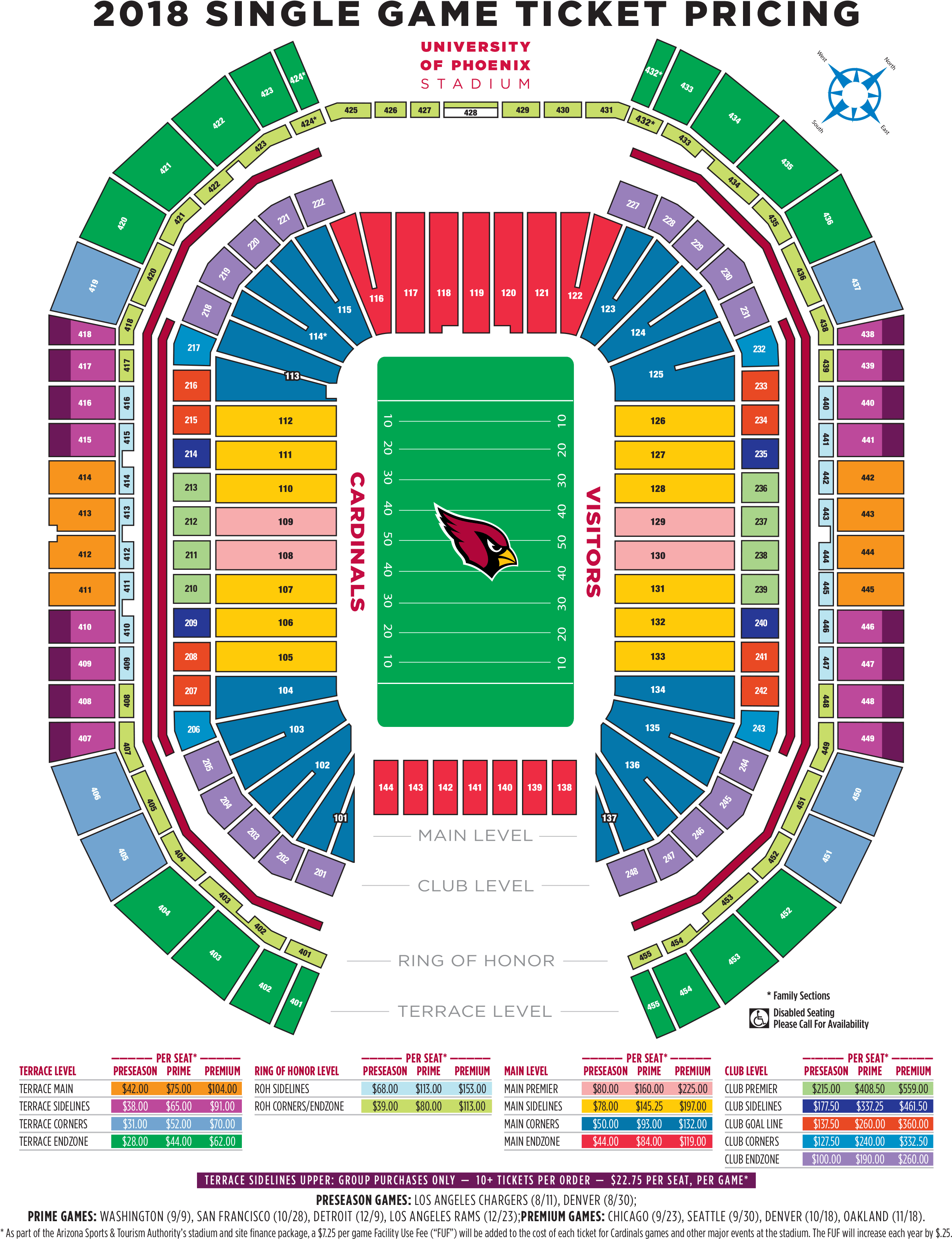 Lovely Arizona Cardinals Stadium Seating Chart On Cardinals - Arizona Cardinals Stadium Seating (2491x3240), Png Download