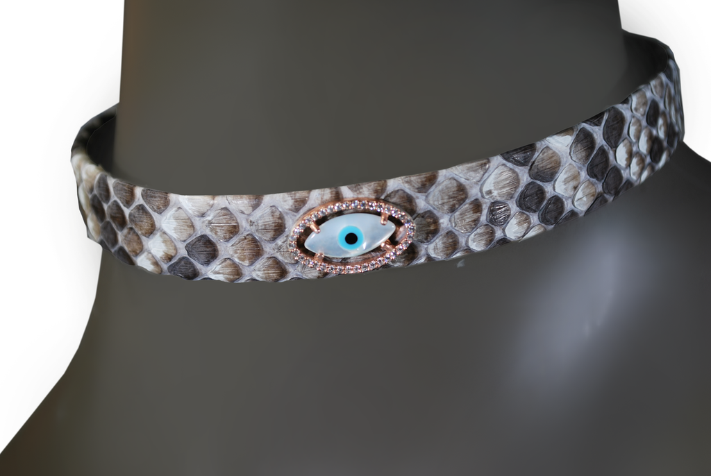 Rdrox Python Pattern Choker Mother Pearl Evil Eye - Diamond (1024x686), Png Download