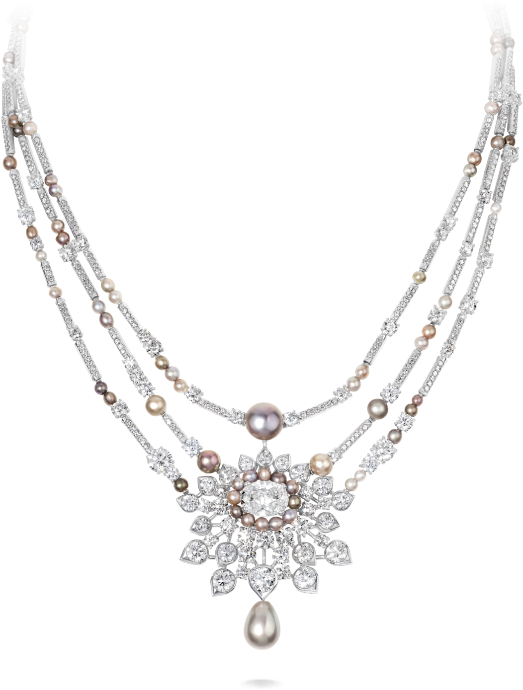 10 06 394r Diam Pearl Necklace - Necklace (1500x1500), Png Download