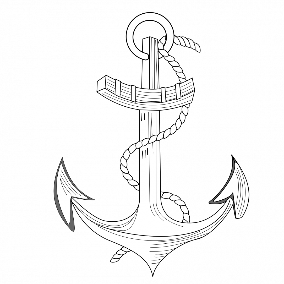 How To Draw A Big Anchor Boat - Crest (1084x1084), Png Download