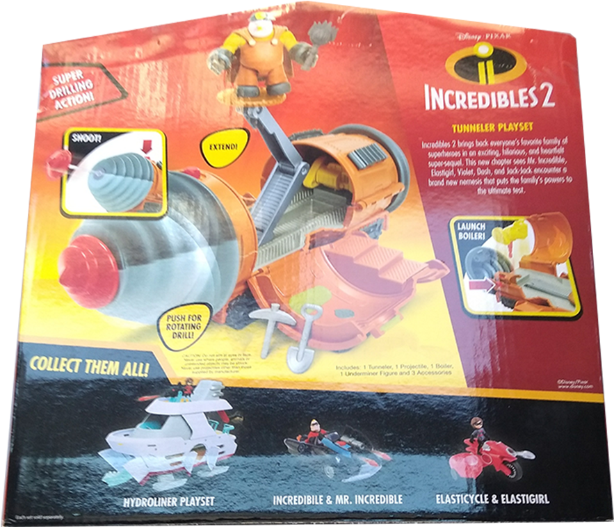 Incredibles 2 Underminer Vehicle - Action Figure (900x960), Png Download
