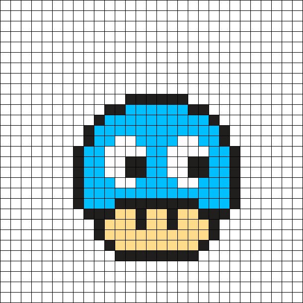 Pac-man Mushroom Perler Bead Pattern - Dessin Sur Petit Carreaux Champignon (610x610), Png Download