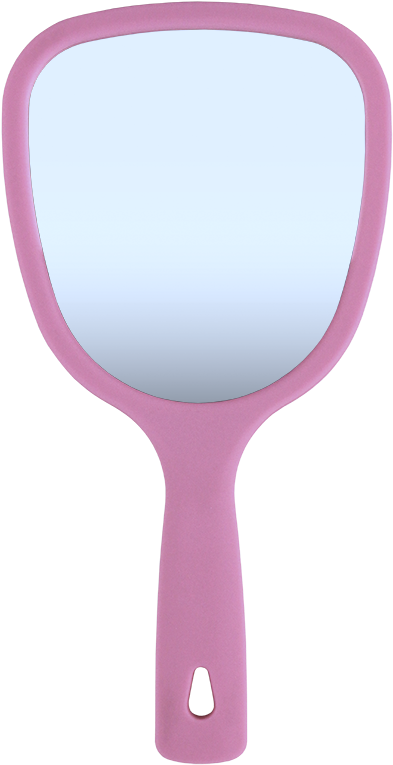 Hand Held Mirror - Pink Hand Mirror Png (611x817), Png Download