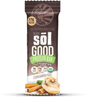 Sun Warrior Organic Organic Cinnamon Roll 62g - Sunwarrior Sol Good Protein (736x460), Png Download