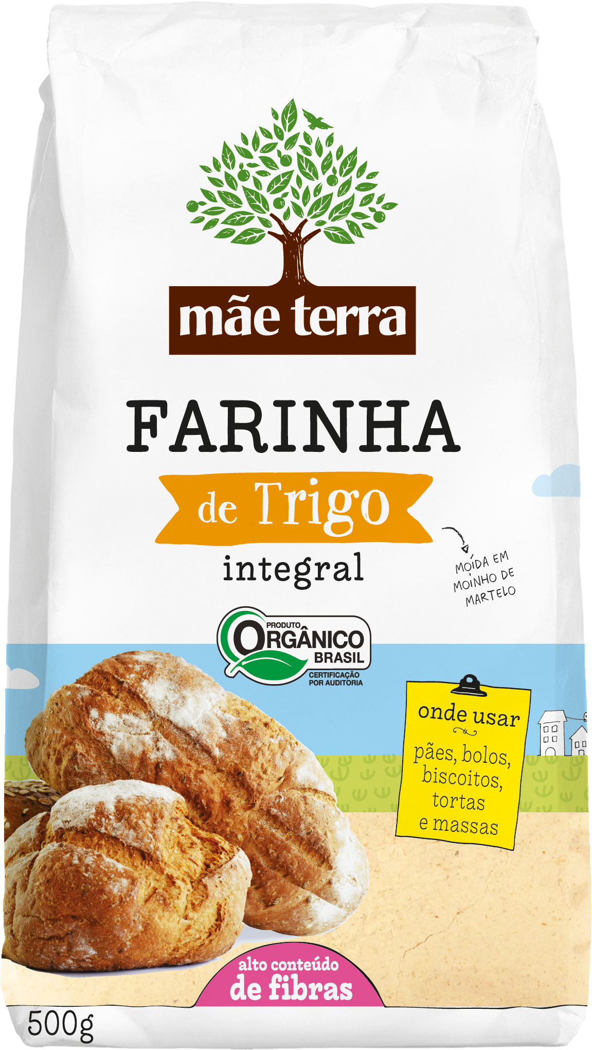 Farinha De Trigo Integral Orgânica - Farinha De Trigo Integral Mae Terra (1879x2659), Png Download