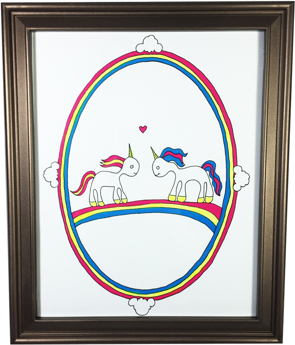 Unicorns In Love Print - Picture Frame (800x800), Png Download