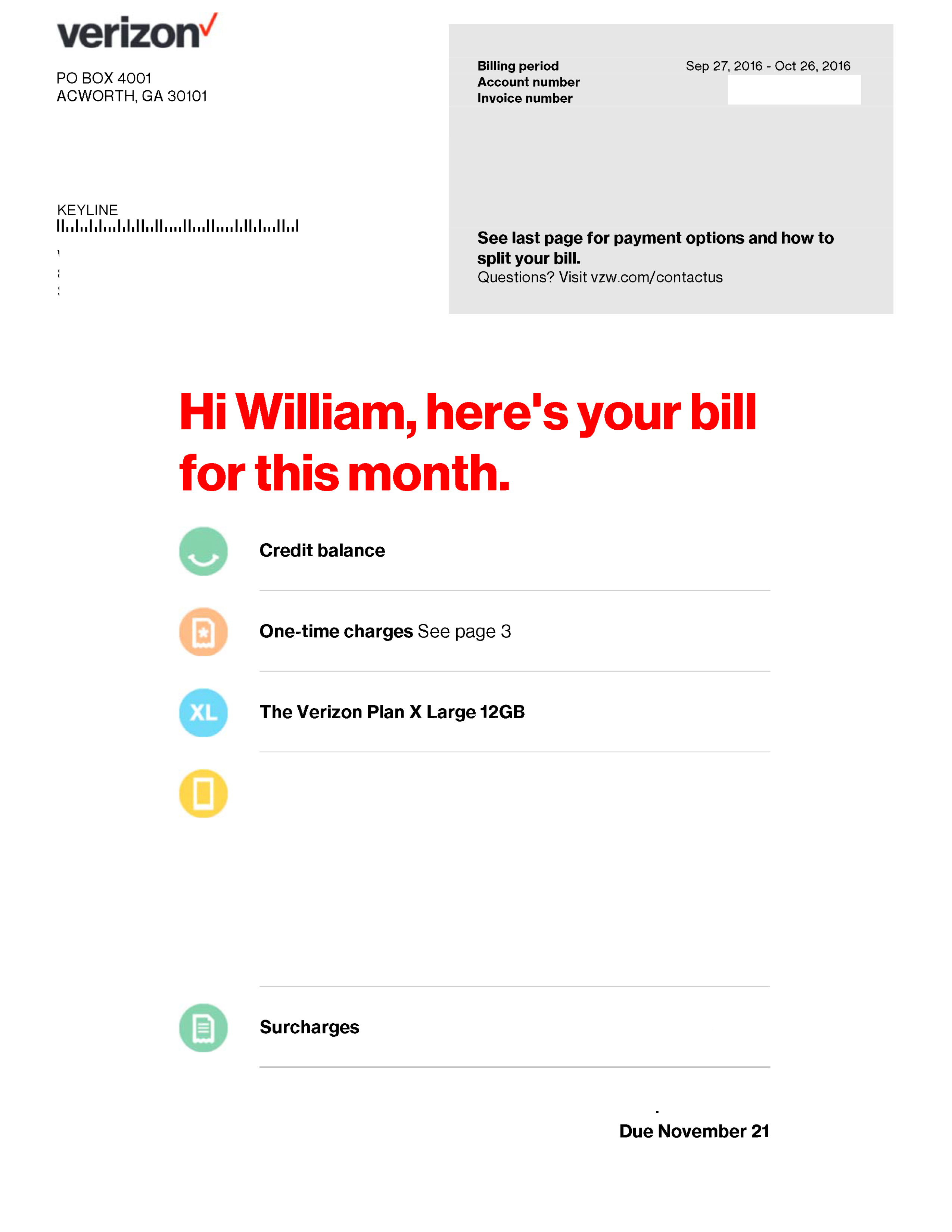 Verizon 2016 10 26 - Verizon Wireless (2550x3300), Png Download