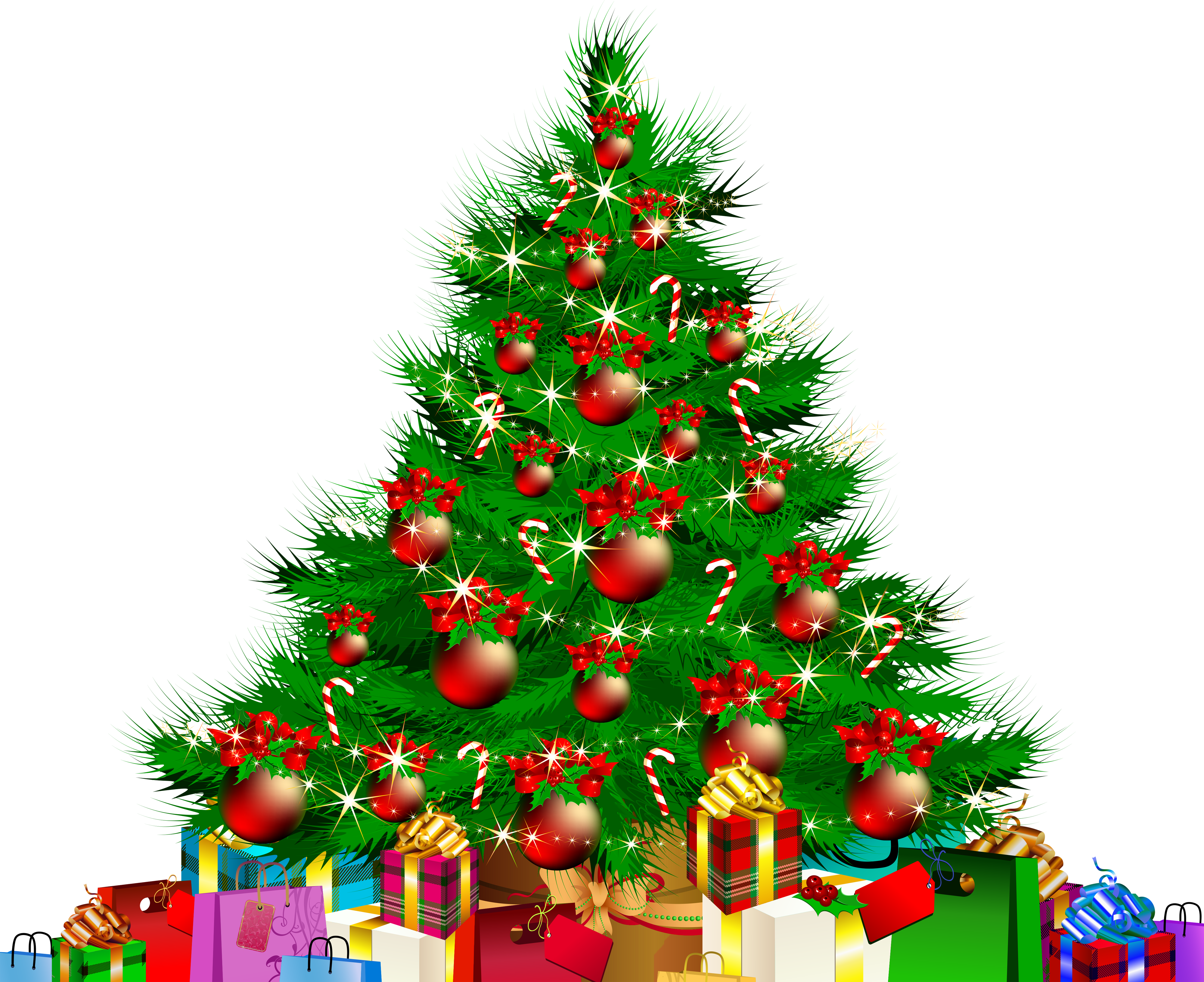 Transparent Christmas Tree And Giftss Png Clipart - Christmas Tree High Resolution (4000x3263), Png Download