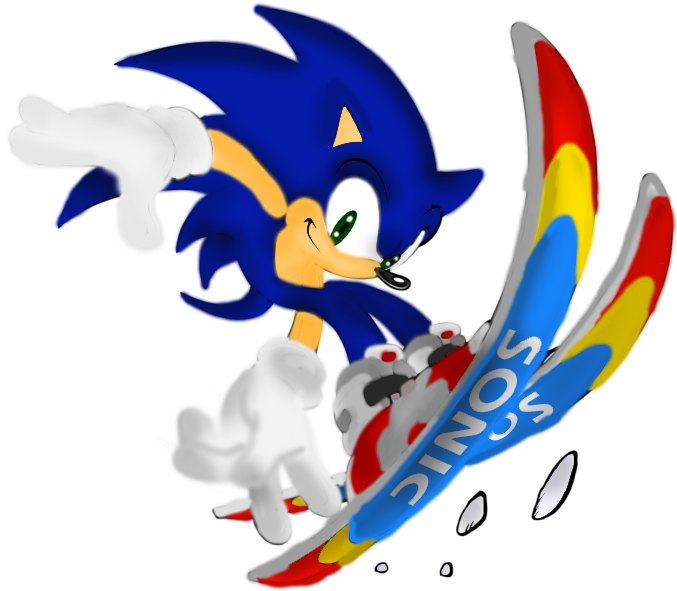 Adventure Sonic Re-shade - Sonic Ski (681x600), Png Download
