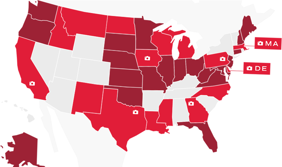 Ogden To Receive Domino's 'paving For Pizza' Grant - Red Map Of America (985x553), Png Download
