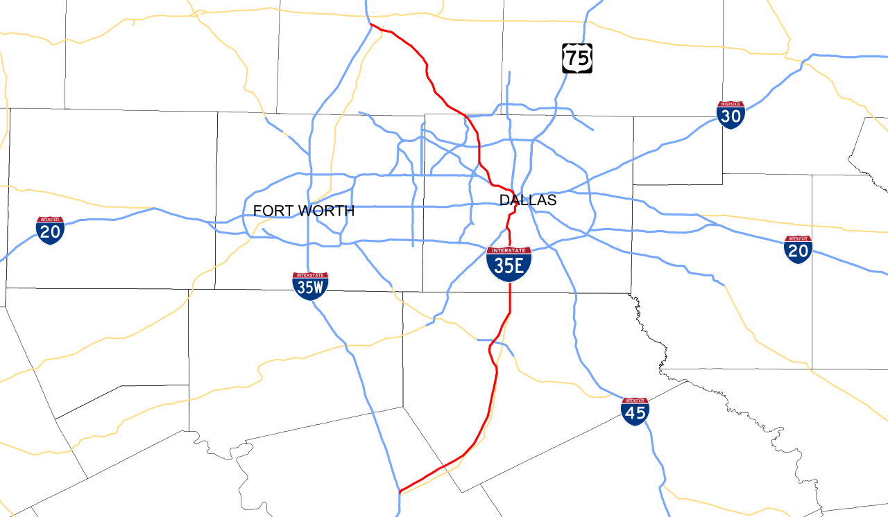 Interstate 35e Map - Map (1280x746), Png Download